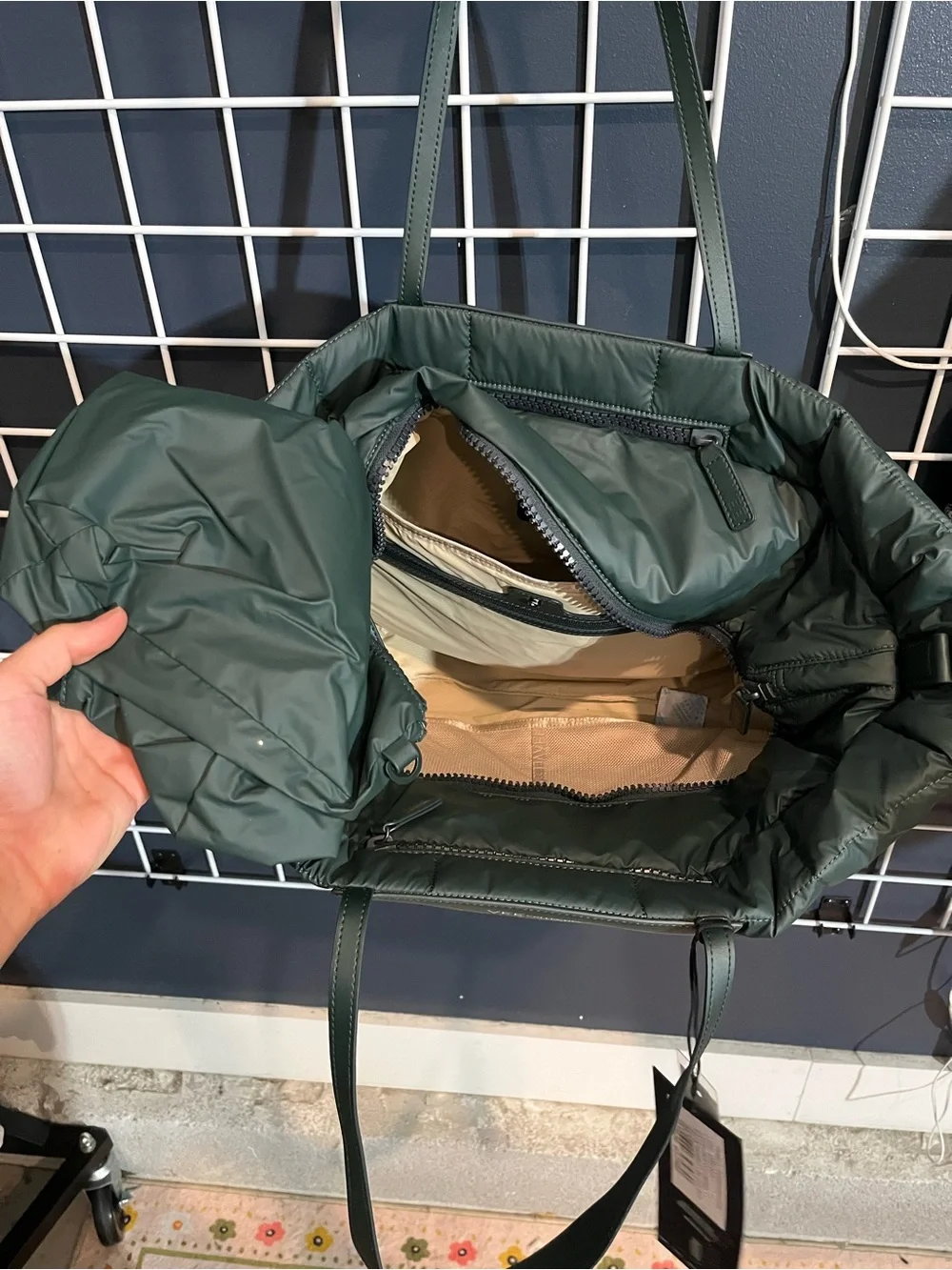 Vee Collective, Quilted Tote Bag in Deep Green